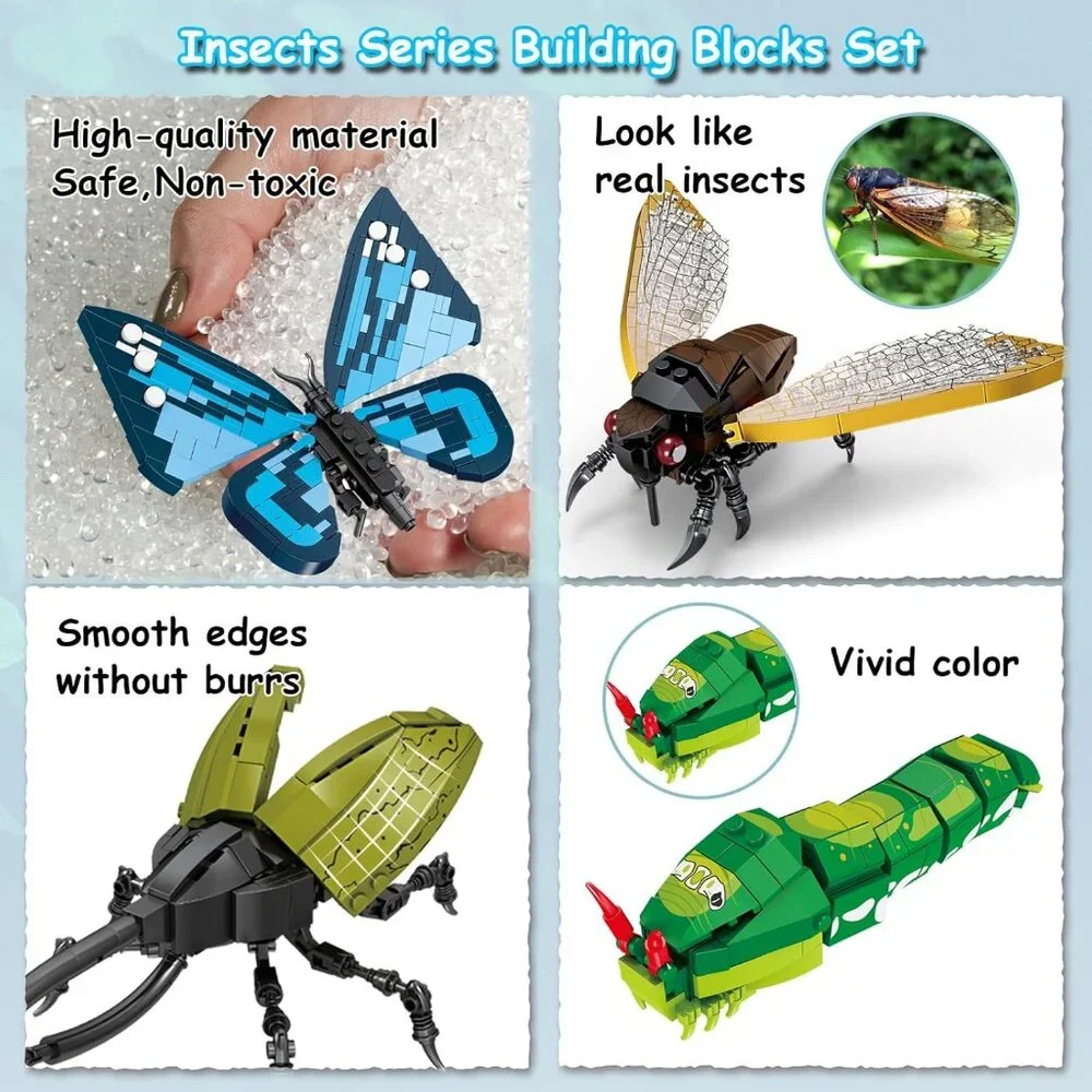 Insects Building Set for Adults Kids,The Insect Collection Building Toys,Bug Dis